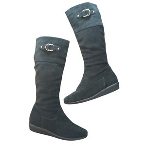 Nike Air+Cole Haan Waterproof Black Suede Boots Women's Knee High Boots size 7.5
